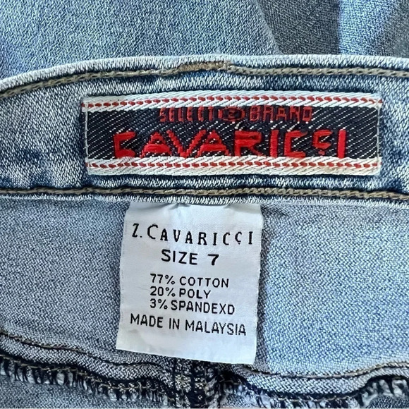 Z. Cavaricci Y2K Denim Mini Skirt Size 7 Light Wash Frayed Hem Stretch Blue - Picture 6 of 7